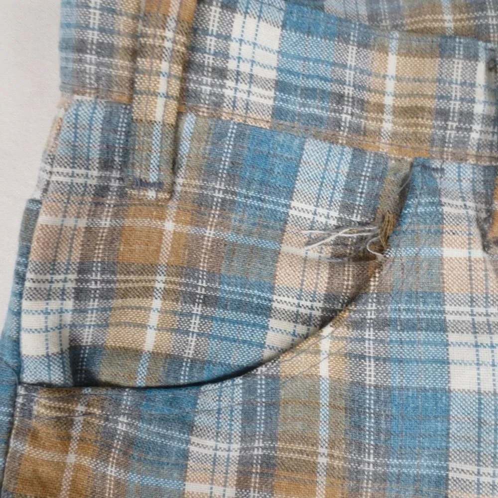Vintage 1974 Levis Bell Bottoms Flared Pants 33x30 Blue Yellow Plaid‎ Talon USA